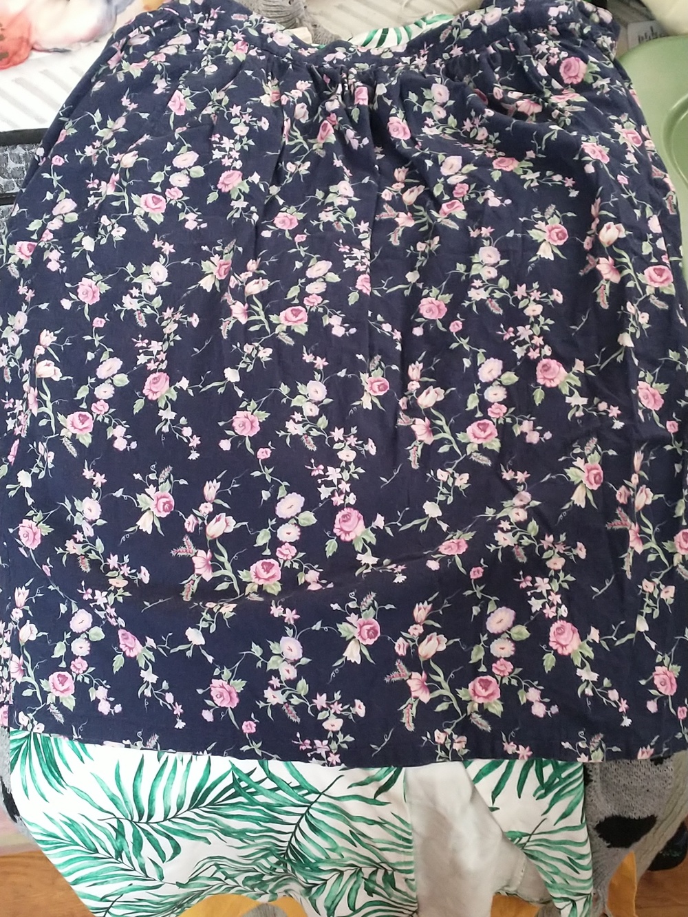 Navy Blue floral Midi skirt